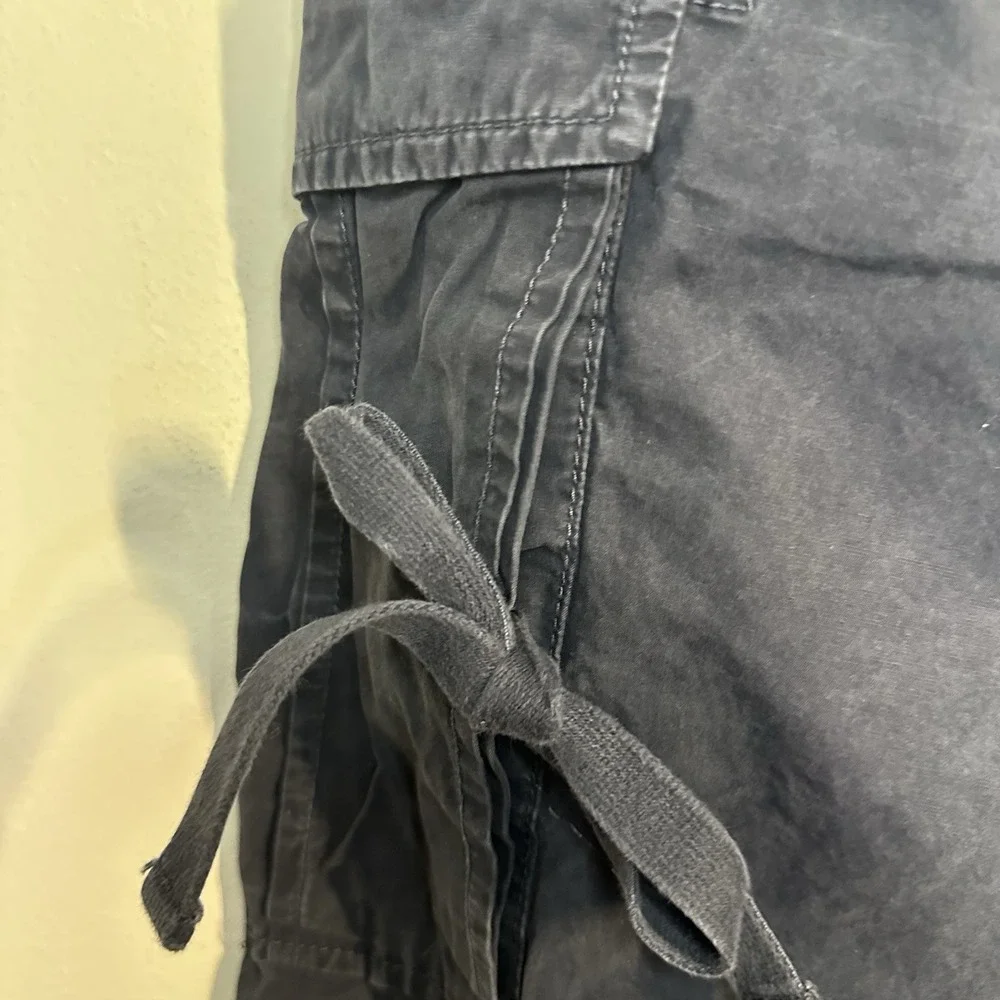 Superdry Parachute Cargo‎ Pants Black Wide Leg Zip Fly 32x31 03-54-76